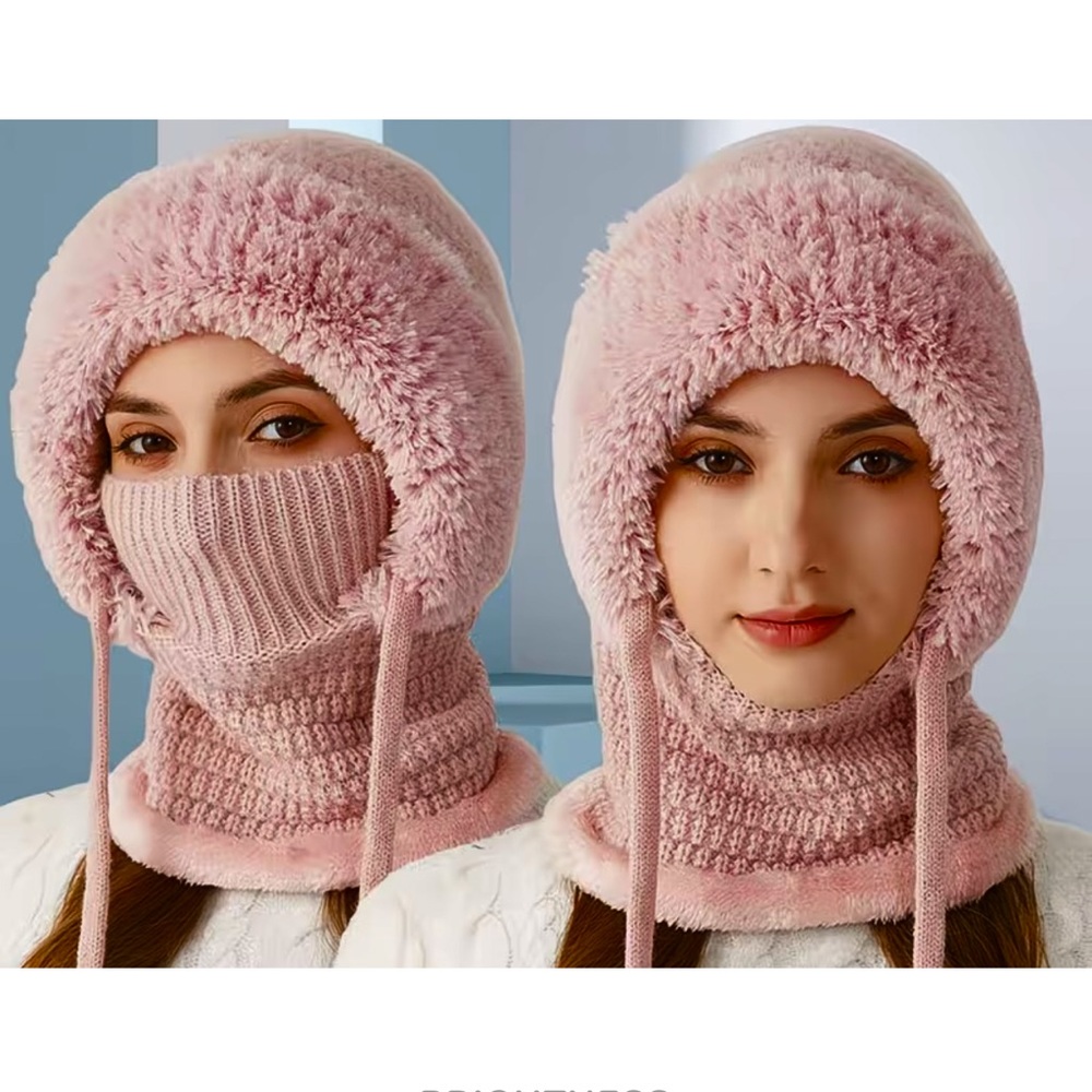 BRAND NEW Women' Winter One-Piece Face-Covering Hat, Neck Scarf & Mask -